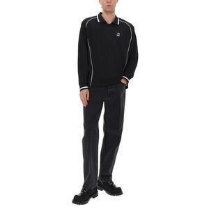 OBEY Men's Long Sleeve Polo Shirt with Piping Detail Men BLACK Pants